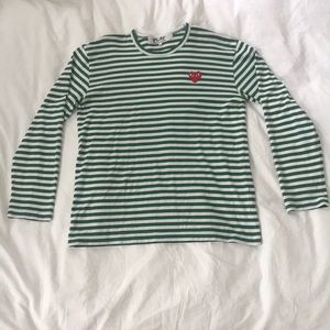 Comme Dea Garçon PLAY stripe heart long sleeve